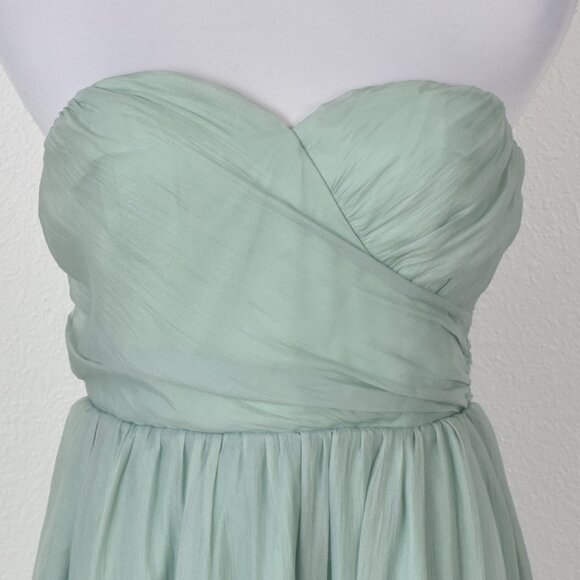 Lulu's Fairytale Design Sage Green Organza Strapless A-Line Midi Dress NEW - M - Picture 2 of 8